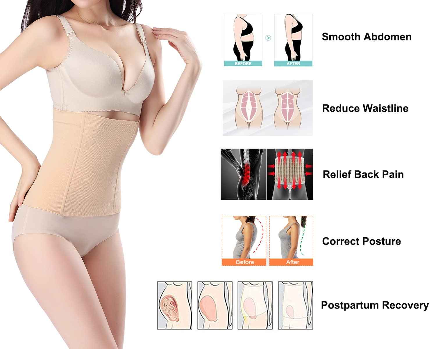 KSKshape Waist Trainer Shapewear For Weight loss Tummy Control Body Shaper Breathable Waist Cincher