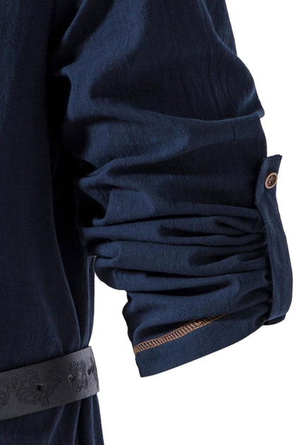 Men's Pure Cotton Vintage Lace Up Shirts for Pirate Renaissance Viking Medieval Costume Without Belt