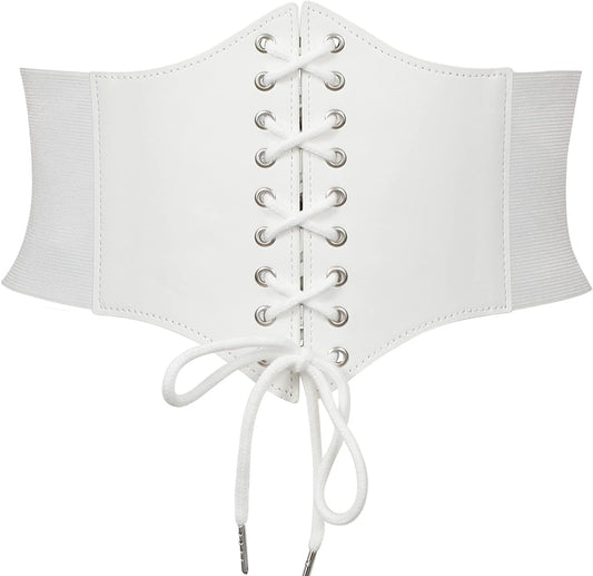 WHIPPY Women's Lace-up Corset Elastic Waist Belt, Tied Waspie Wide Belt for Women Halloween Costume
