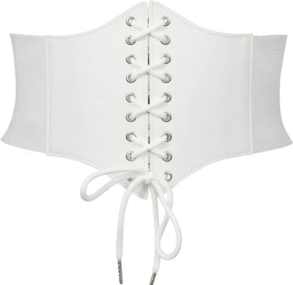 WHIPPY Women's Lace-up Corset Elastic Waist Belt, Tied Waspie Wide Belt for Women Halloween Costume