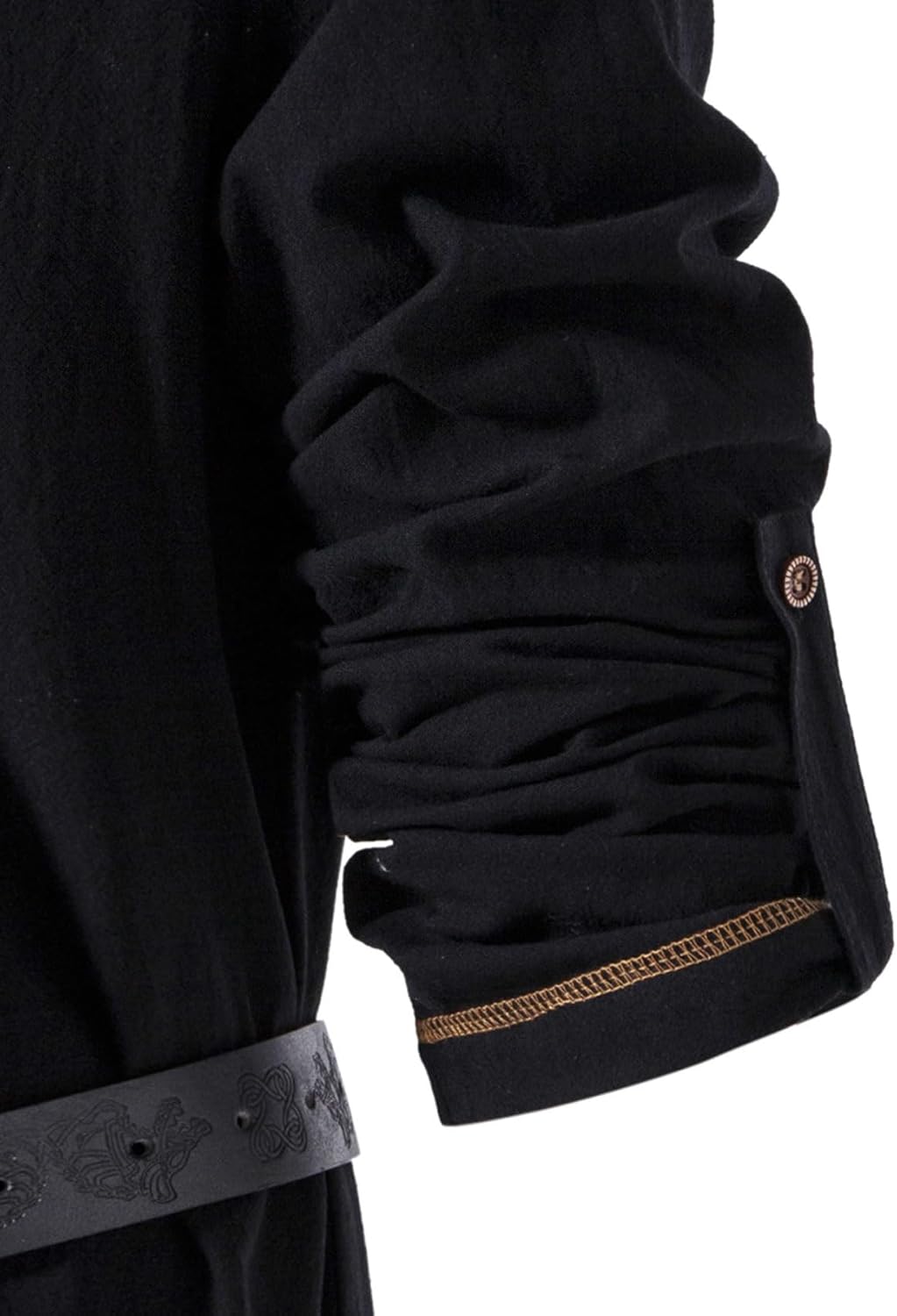 Men's Pure Cotton Vintage Lace Up Shirts for Pirate Renaissance Viking Medieval Costume Without Belt