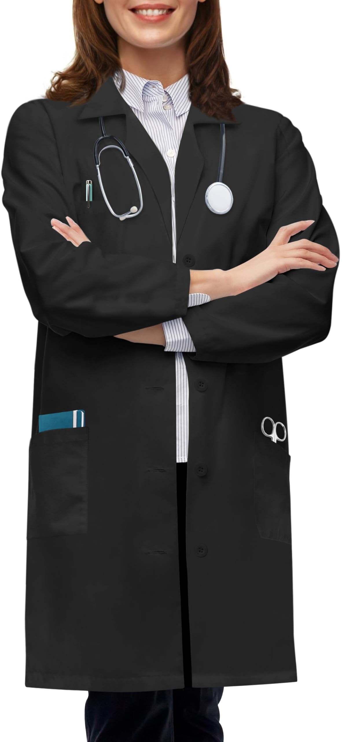 NY Threads Professional Lab Coat for Women, Long Sleeve Medical Coat