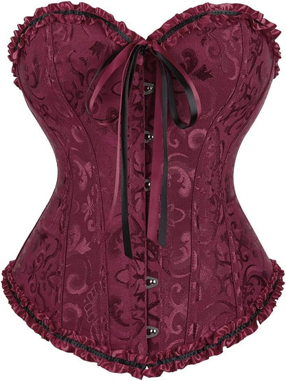 Zhitunemi Black Corset Top for Women Pirate Corsets Shapewear Steampunk Corset Overbust