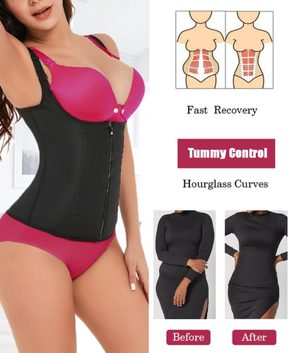 GainKee Clip and Zip Waist Trainer Corset Women Neoprene Worked Out Sweat Vest Body Shaper