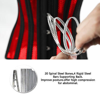 Women Heavy Spiral 26 Steel Boned Underbust Corset Satin Heavy Duty Waist Training Shaper Cincher