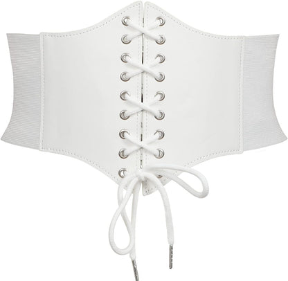 JASGOOD Women’s Elastic Costume Waist Belt Lace-up Tied Waspie Corset Belts for Women