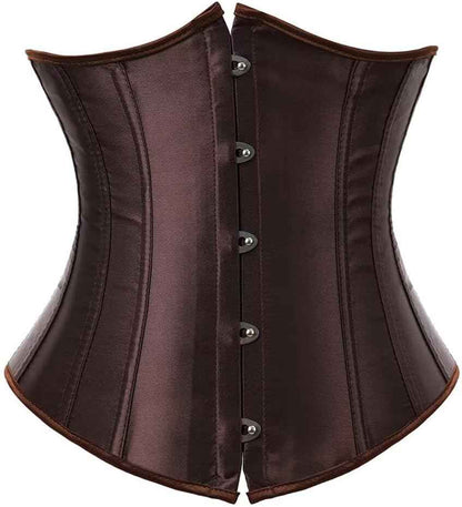 Jutrisujo Corset Underbust Lace up Boned Brocade Waist Training Plus Size