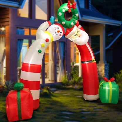 8' Christmas Inflatable Decorations, Xmas Blow up Archway, LED Lights, Outdoor Lawn Yard