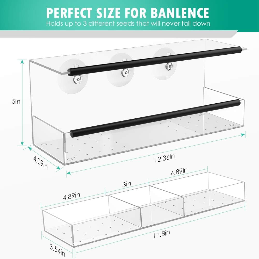 Window Bird Feeders, Larger Capacity Bird Feeders for Outside-Triple Removable Seed Trays & Sliding, Reinforced Suction Cups-Never Fall down Window Bird Feeders