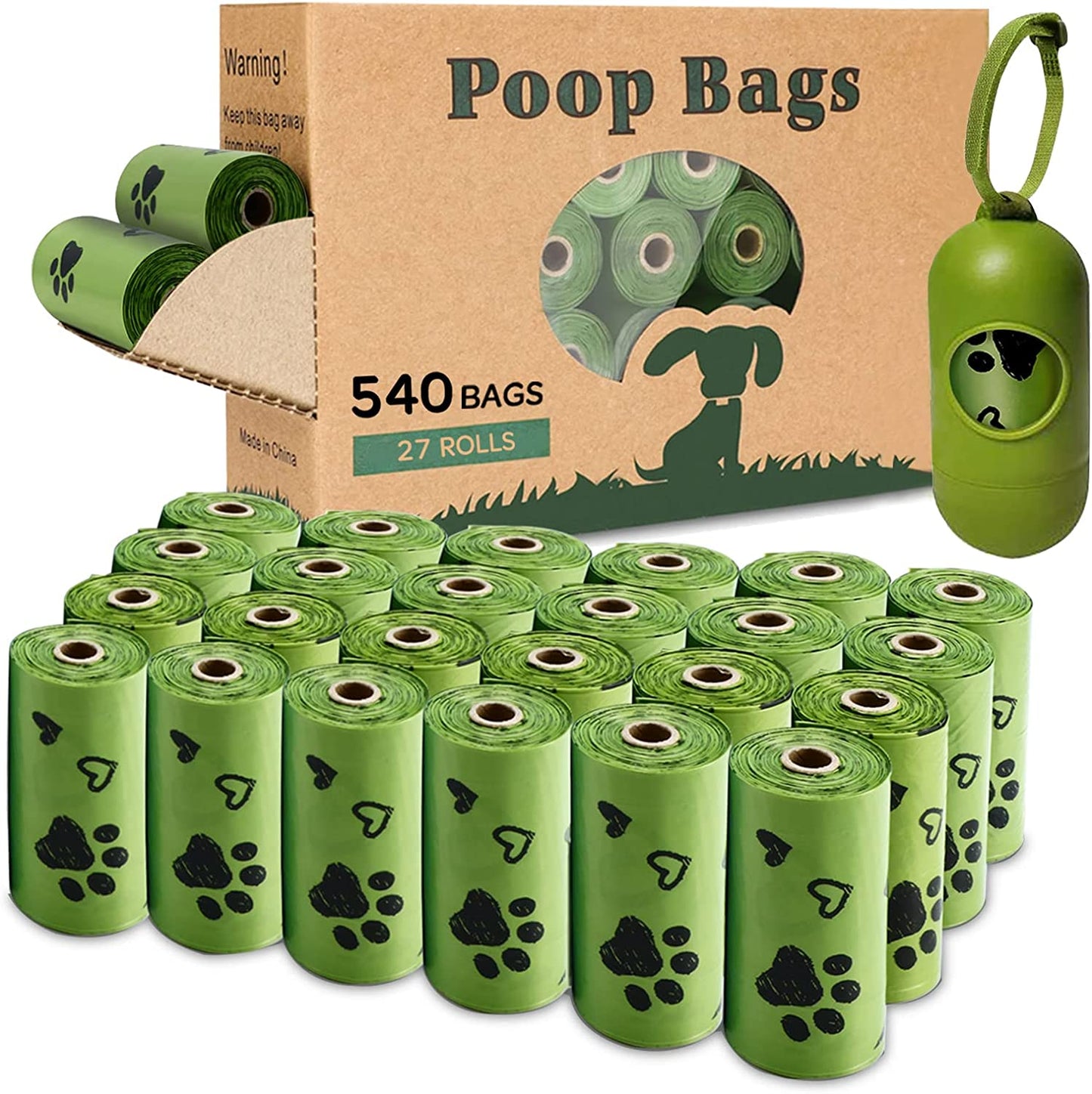 Biodegradable Dog Waste Bags - 720 Extra Thick, Leak-Proof Bags with Dispenser in Assorted Colors (Green, Blue, Yellow, Pink) - Scented