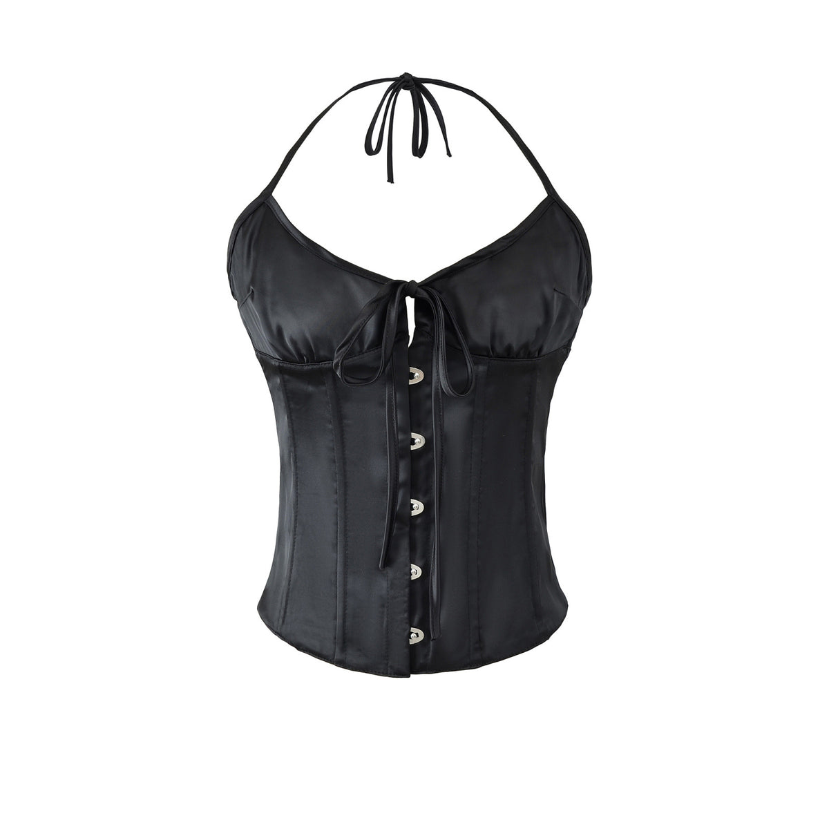 New Women's Fashion Solid Color Satin Boned Adjustable Strap Corset Top