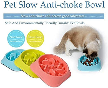 Slow Feeder Dog Bowls, Fun Feeder Sol Bowl, Maze Interactive Dog Puzzle Non Skid Stop Dog Food Bowls. Eco-Friendly Non Toxic Healthy Design Dog Bowl for Large Medium Small Dogs (Blue) Pet's Supplies |