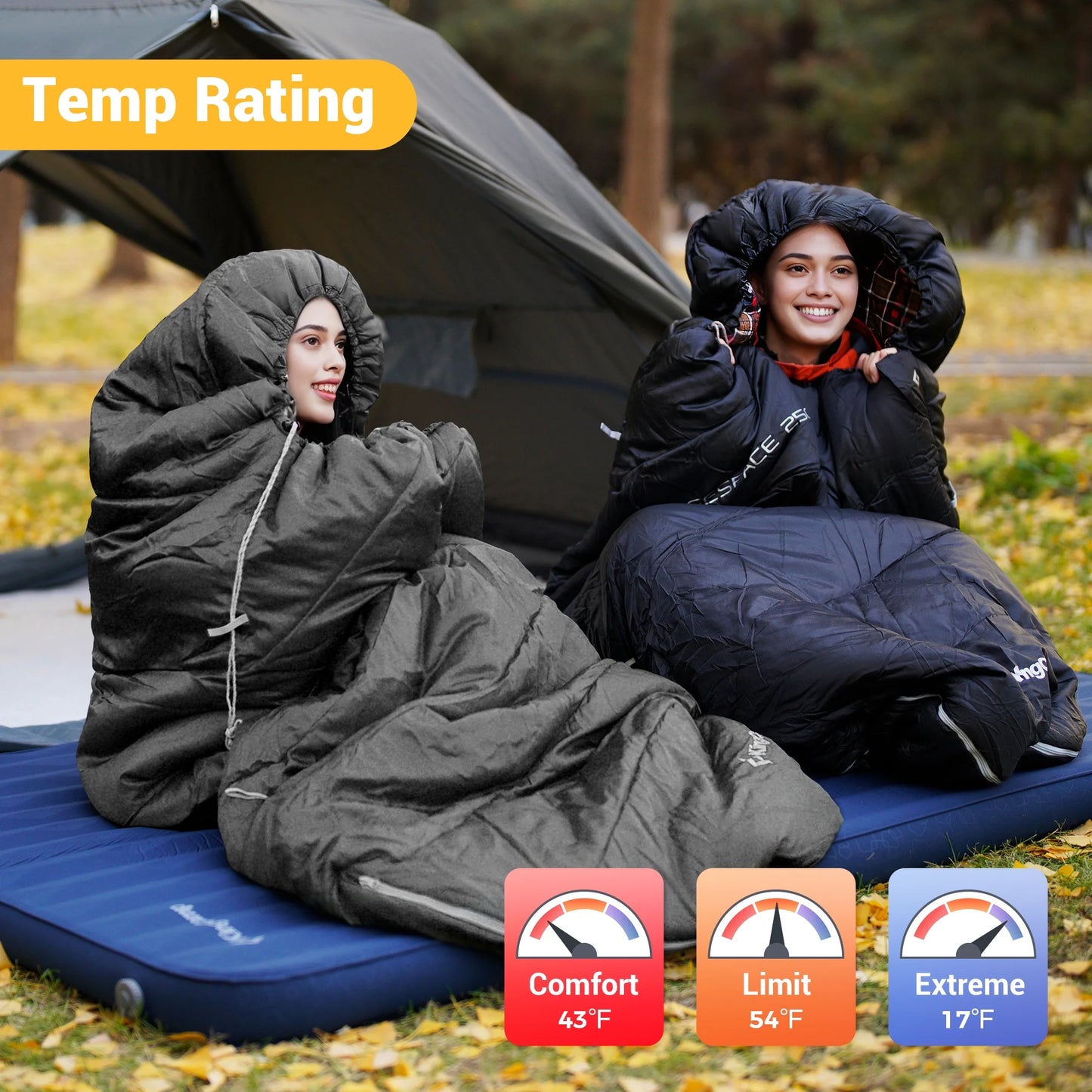 XL Camping Sleeping Bags 3 Seasons Oversized Lightweight Cotton Flannel Sleeping Bag Black