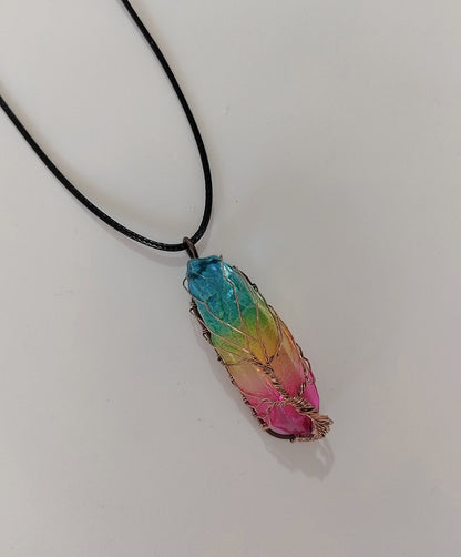 Hot Selling Stone Crystal Pillar Tree Of Life Pendant In Fashion Necklace