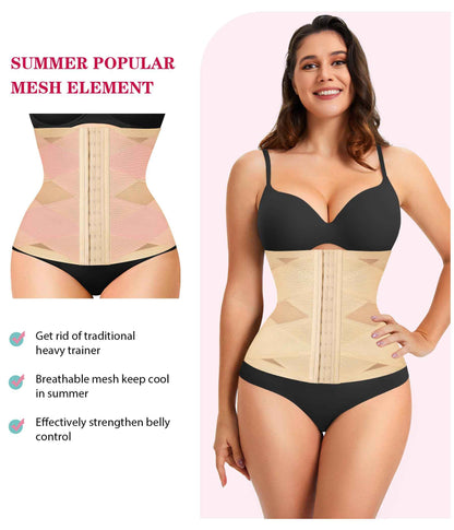 LODAY Waist Trainer for Women Corset Shapewear Tummy Control Body Shaper Cross Mesh Waist Cincher Postpartum Girdle