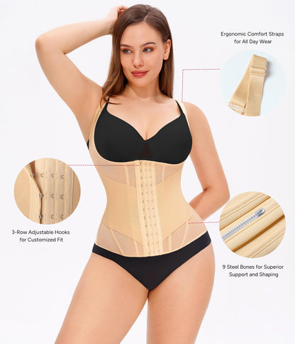 Nebility Waist Trainer for Women Corset Shapewear Tummy Control Body Shaper Top Waist Cincher Girdle with Adjustable Straps
