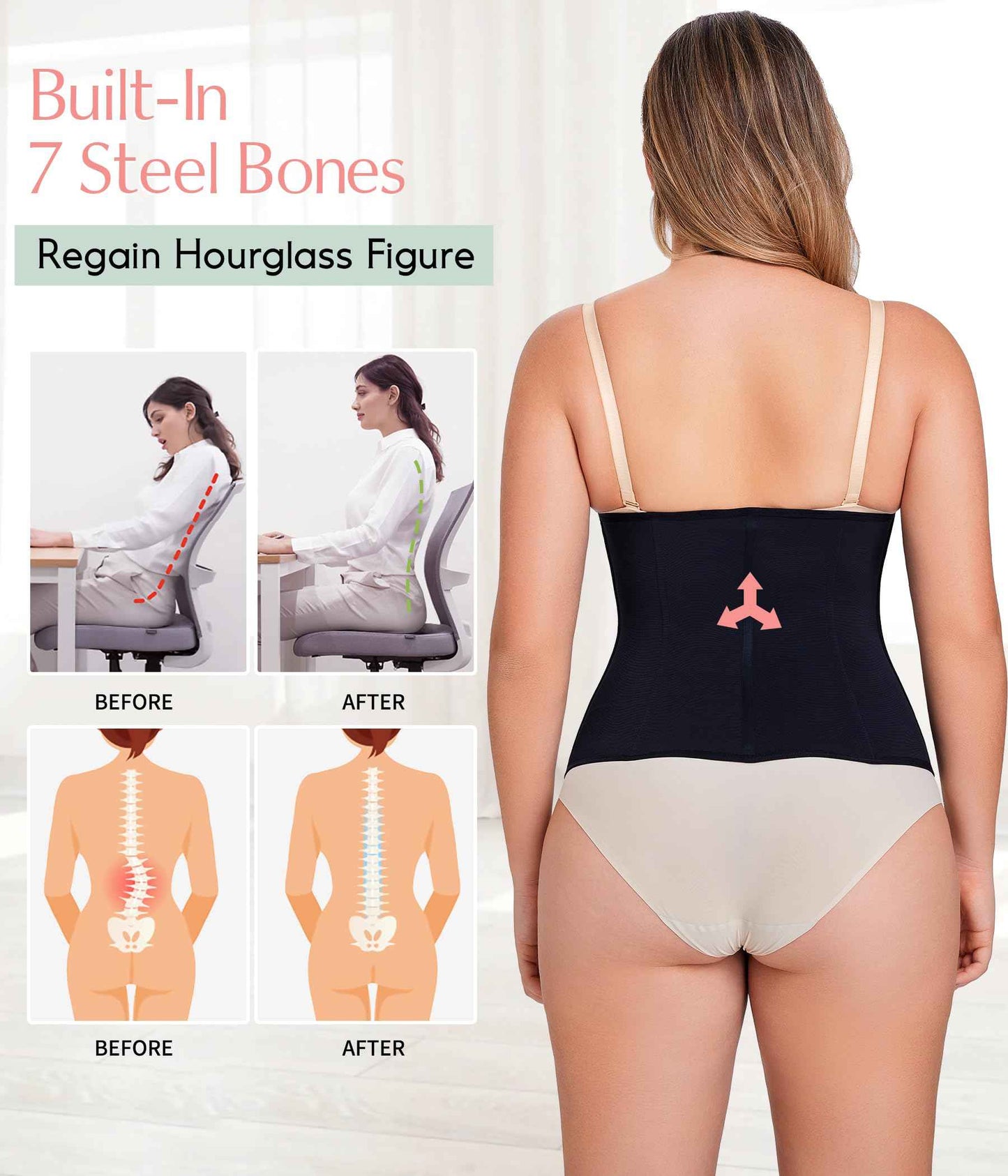 MERYOSZ Waist Trainer Corset Zipper Tummy Control Shapewear Breathable Waist Cincher for Women Body Shaper Sport Girdle