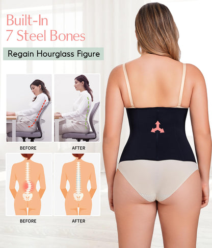 MERYOSZ Waist Trainer Corset Zipper Tummy Control Shapewear Breathable Waist Cincher for Women Body Shaper Sport Girdle