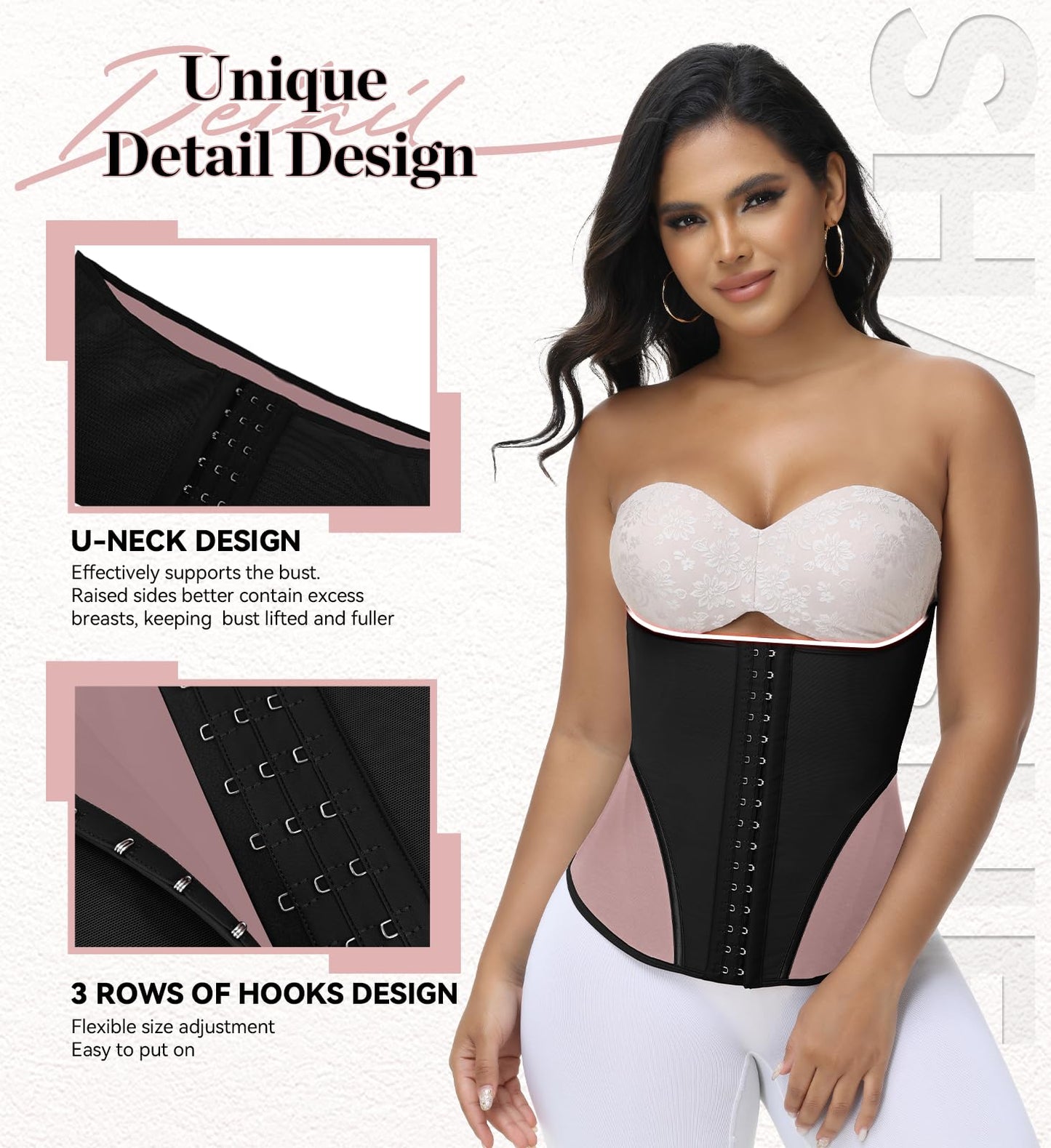 SHAPSHE Waist Trainer Corset for Women Tummy Control Waist Cincher Shapewear Workout Body Shaper Postpartum with Hooks