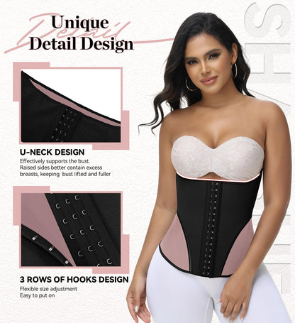 SHAPSHE Waist Trainer Corset for Women Tummy Control Waist Cincher Shapewear Workout Body Shaper Postpartum with Hooks