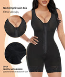 YIANNA Fajas Colombianas Shapewear for Women Tummy Control Post Surgery Full Body Shaper Butt Lifter with Zipper Crotch,YA7275-Black-L