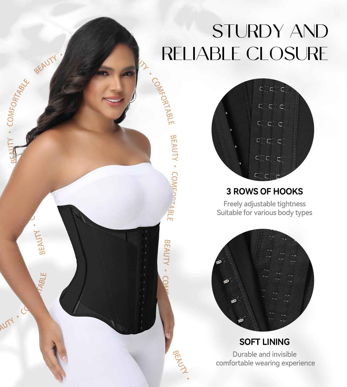 SHAPSHE Waist Trainer For Women Tummy Control Corset Waist Cincher Shapewear Workout Faja Body Shaper With Hooks