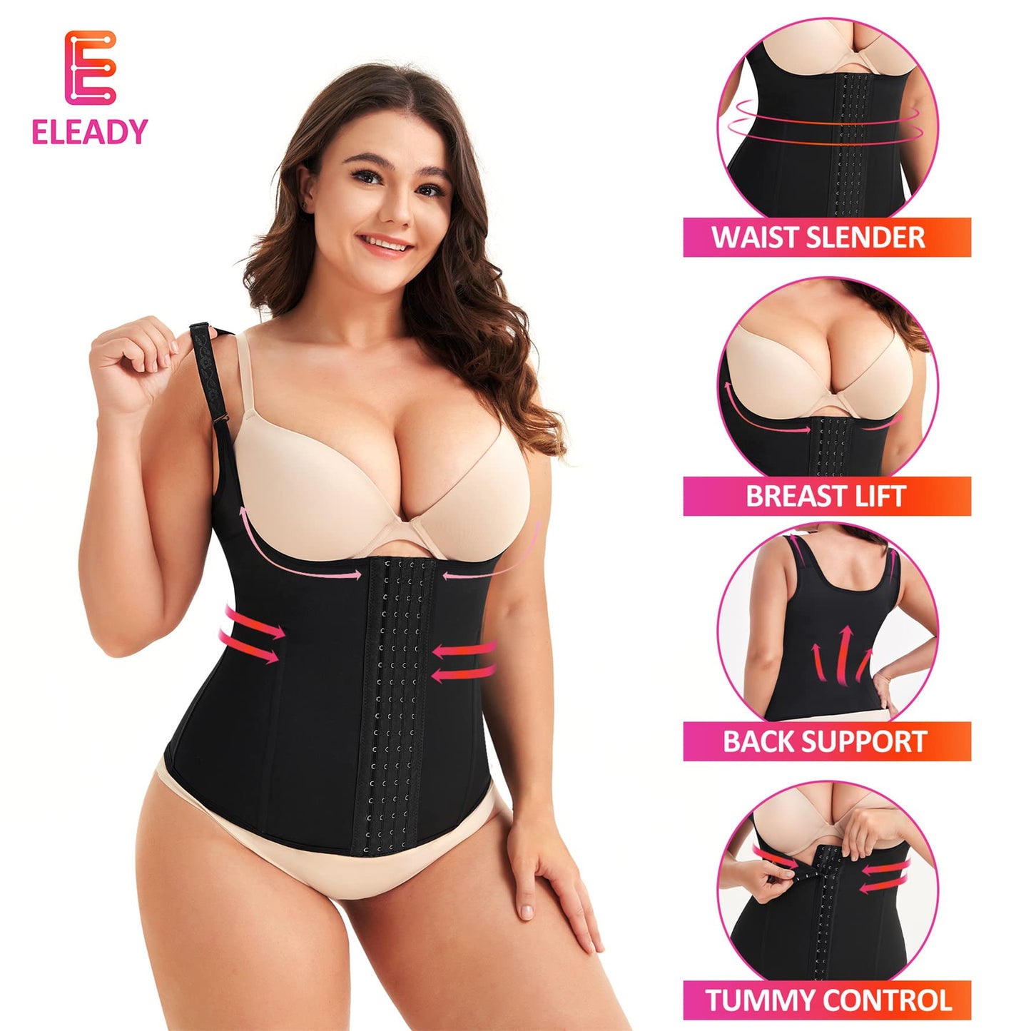 Eleady Womens Waist Trainer Corset Vest Weight Loss Breathable Tank Tops Tummy Control Shapewear Slimming Body Shaper