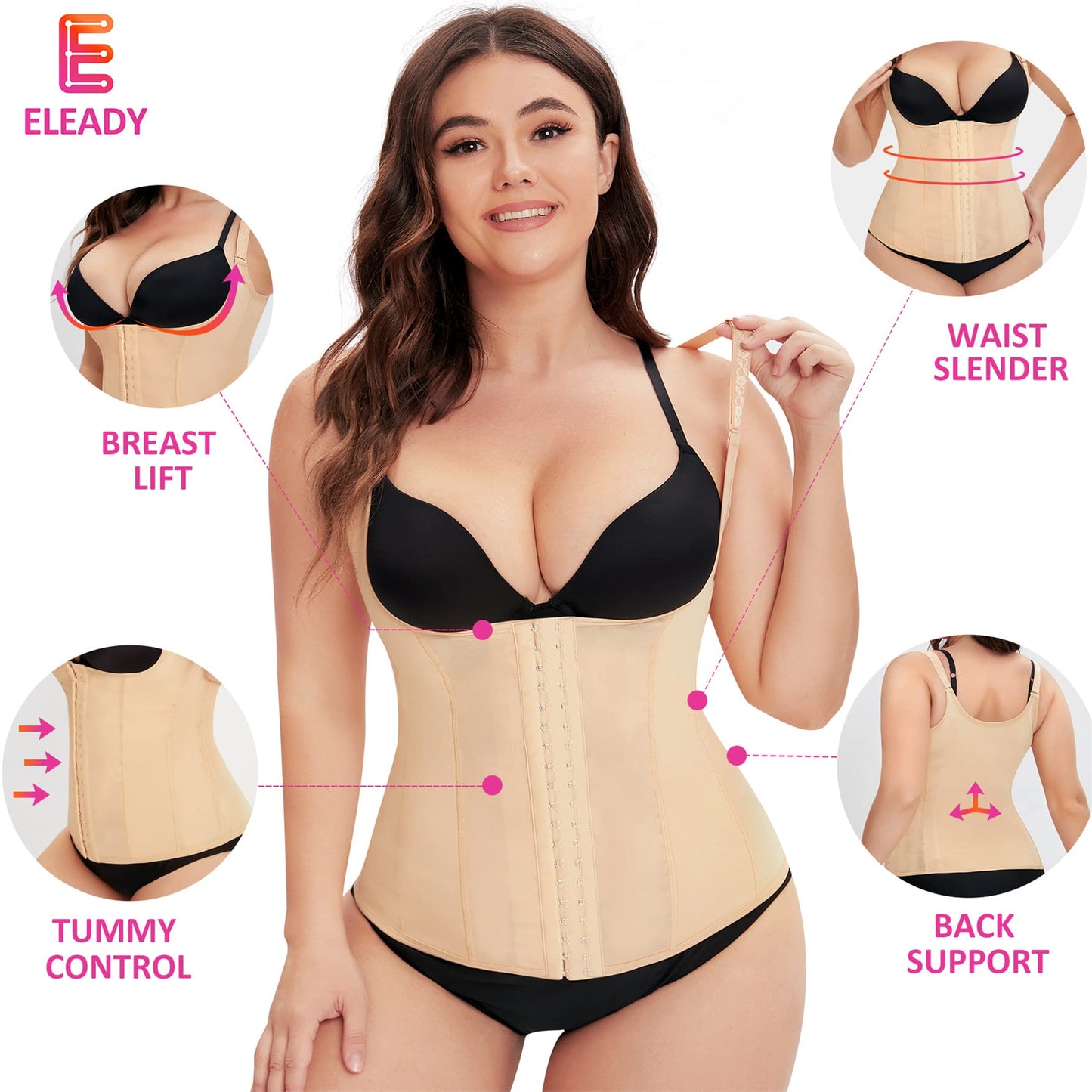 Eleady Womens Waist Trainer Corset Vest Weight Loss Breathable Tank Tops Tummy Control Shapewear Slimming Body Shaper
