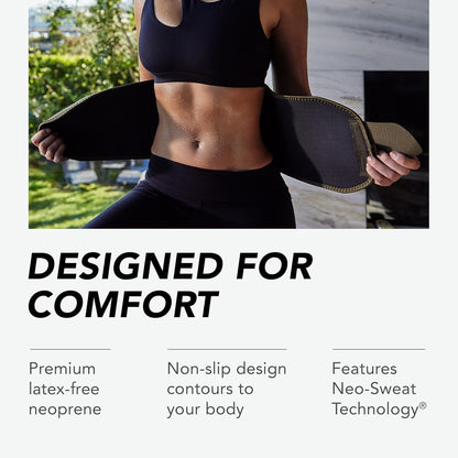 Sports Research® Sweet Sweat Waist Trimmer - Premium Sweat Enhancing Fitness Belt for Women & Men - 5 Adjustable Sizes