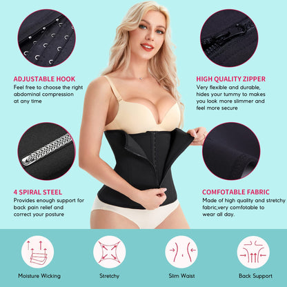 LODAY Waist Trainer Corset for Women Tummy Control Sport Workout Body Shaper Black