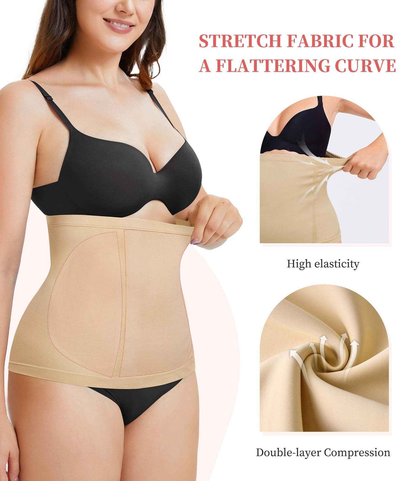 AOSBOEI Waist Trainer Shapewear Tummy Control Waist Cincher Girdle Body Shaper Postpartum Recovery Belt Belly Band Wrap