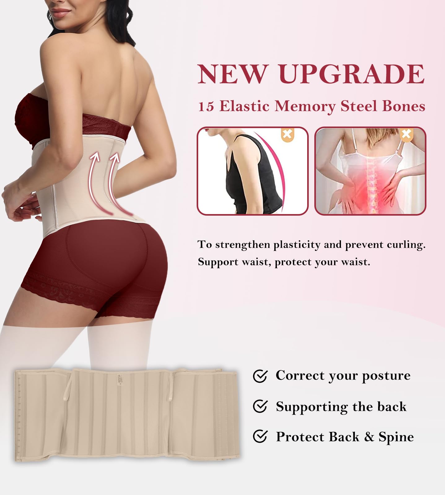 SHAPSHE Waist Trainer for Women, Tummy Control Waist Cincher, Hourglass Sport Workout Faja Body Shaper