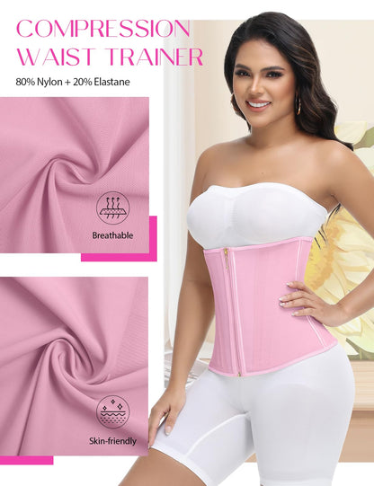 SHAPSHE Waist Trainer for Women Tummy Control Workout Waist Cincher Corset Shapewear Postpartum Body Shaper with Zipper Hook