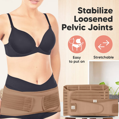 3 in 1 Postpartum Belly Support Recovery Wrap – Postpartum Belly Band, After Birth Brace, Slimming Girdles, Body Shaper Waist Shapewear, Post Surgery Pregnancy Belly Support Band (Midnight Black, M/L)