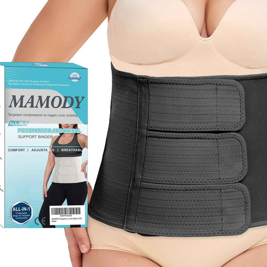 Postpartum Recovery Abdominal Binder Belly Band for Natural Delivery & C-Section Recovery, 9" High Compression Wrap