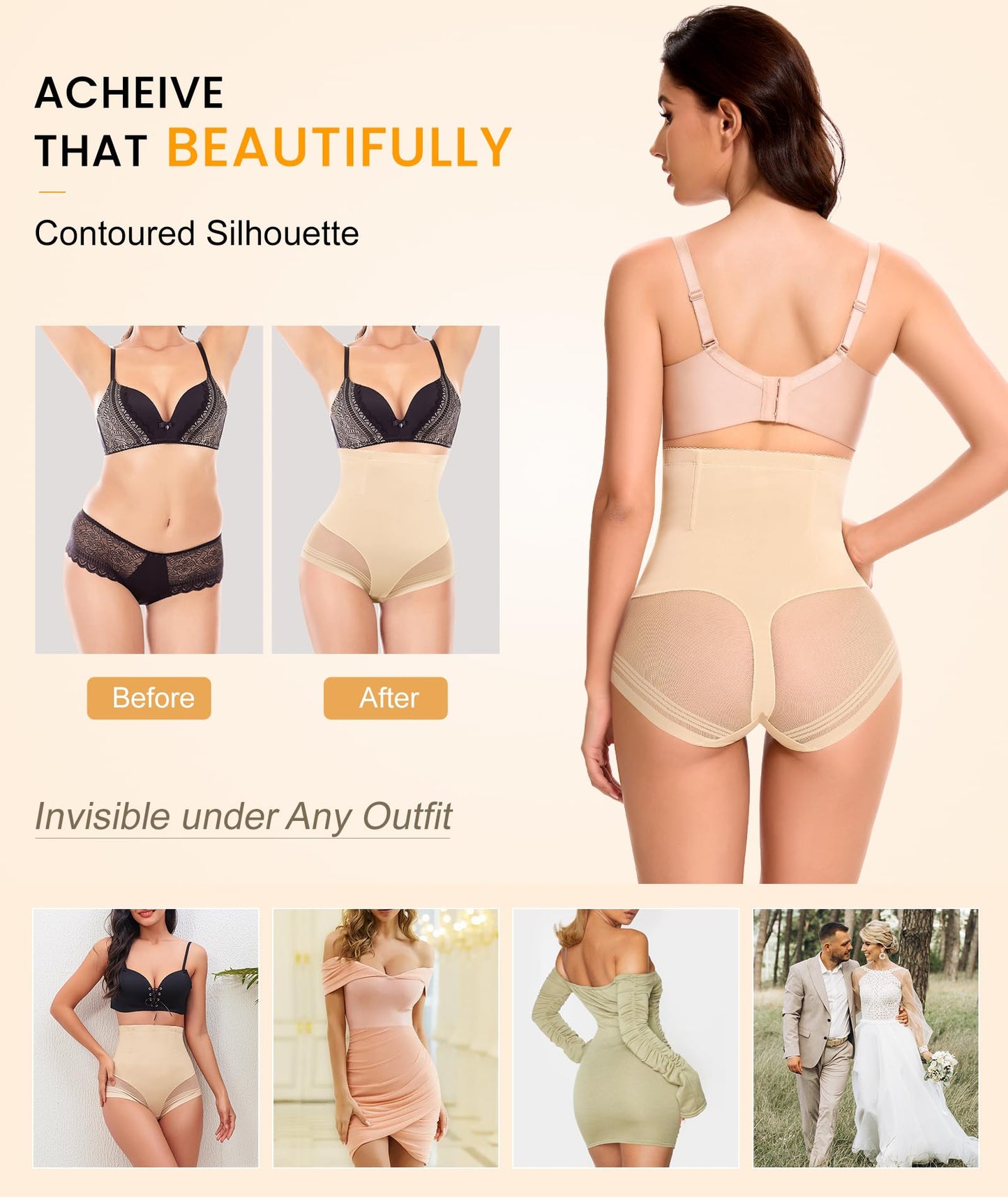 SIMIYA Tummy Control Shapewear for Women High Waist Trainer Shaping Underwear Panties Girdle Stomach Compression Body Shaper