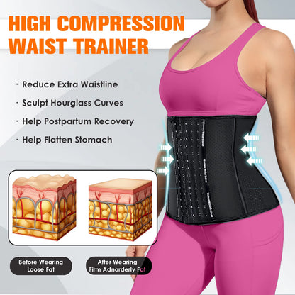 YADIFEN Corset Waist Trainer for Women, Latex Waist Cincher Workout Body Shaper Breathable Girdle Sport Belt