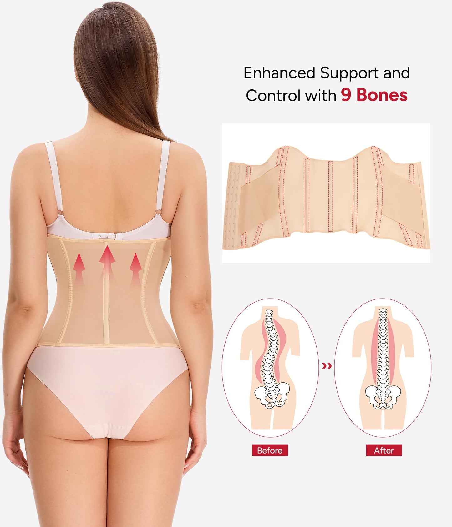 Nebility Waist Trainer for Women Corset Shapewear - Mesh Faja Body Shaper Waist Cincher Tummy Control Girdle Daily Wear