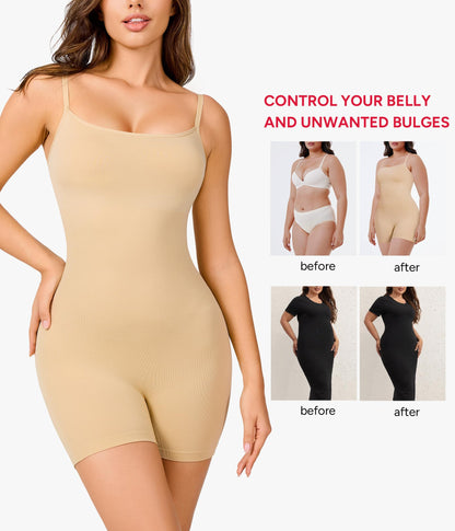 Nebility Shapewear Waist Trainer Bodysuits Women Clothing Tummy Control Seamless Full Body Shaper Square Neck Jumpsuits Top