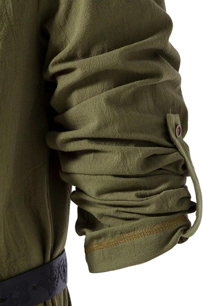 Men's Pure Cotton Vintage Lace Up Shirts for Pirate Renaissance Viking Medieval Costume Without Belt