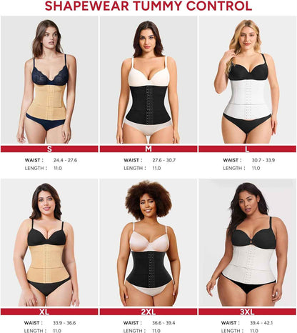 Nebility Waist Trainer for Women Seamless Corset Shapewear Tummy Control Segmented Waist Cincher Faja Body Shaper with Adjustable Strap(Black,Medium)