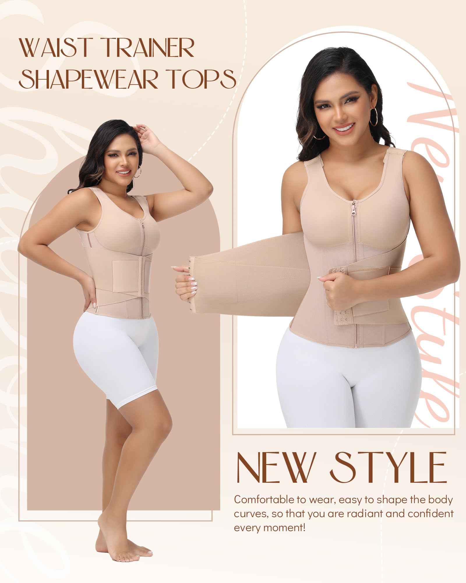 SHAPSHE Waist Trainer for Women Corset Shapewear Tummy Control Postpartum Waist Cincher Body Shaper Bra with Back Support