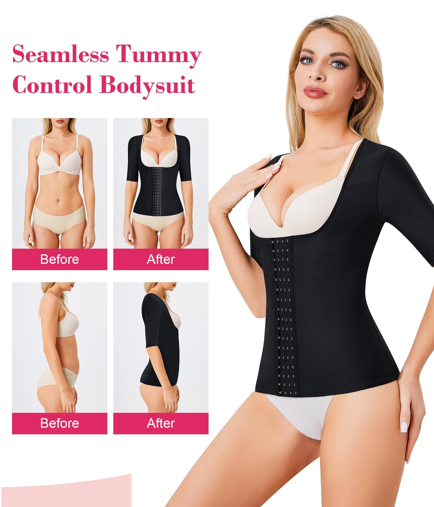 Gotoly Women Waist Trainer Corset Tummy Control Shapewear Upper Arm Shaper Post Surgical Slimmer Compression Tops