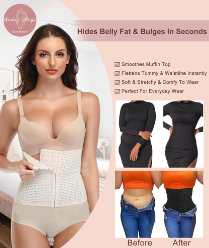 Waist Trainer for Women Lower Belly Fat Hourglass Body Shaper Waist Cincher Shapewear with Steel Bones Extender