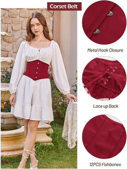 Scarlet Darkness Corset Belt for Women Fishbone Wide Waist Corset Pirate Belt