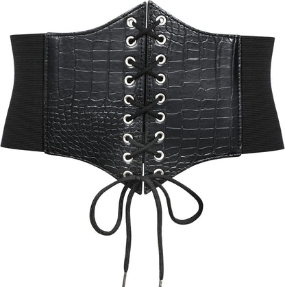 JASGOOD Women’s Elastic Costume Waist Belt Lace-up Tied Waspie Corset Belts for Women