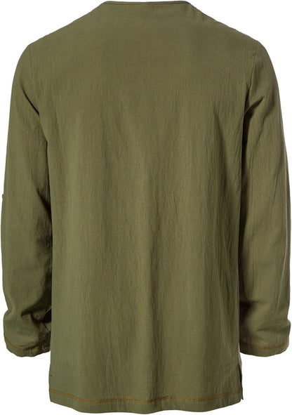 Men's Pure Cotton Vintage Lace Up Shirts for Pirate Renaissance Viking Medieval Costume Without Belt