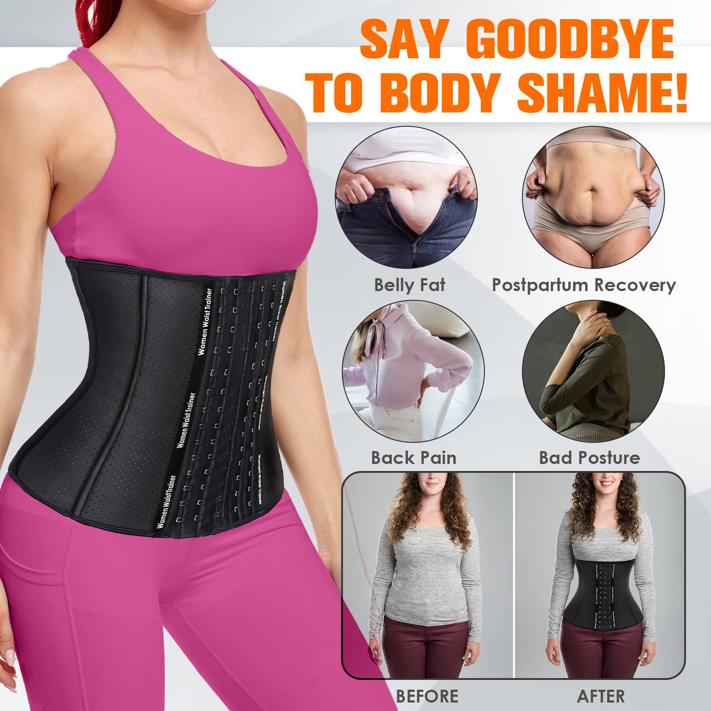 YADIFEN Corset Waist Trainer for Women, Latex Waist Cincher Workout Body Shaper Breathable Girdle Sport Belt