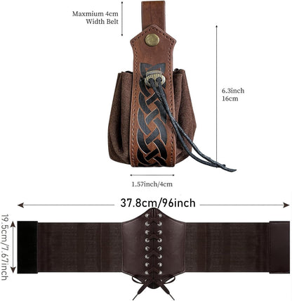 SUMGOGO 5PCS Corset Renaissance Belt Medieval Renaissance Belt Pouch Cork Potion Bottle Festival Halloween Costume Accessory