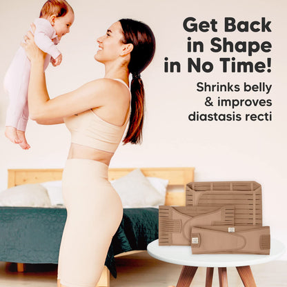 3 in 1 Postpartum Belly Support Recovery Wrap – Postpartum Belly Band, After Birth Brace, Slimming Girdles, Body Shaper Waist Shapewear, Post Surgery Pregnancy Belly Support Band (Midnight Black, M/L)